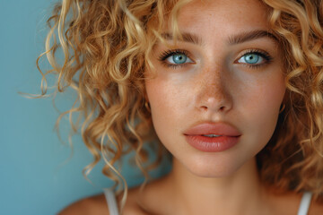 Close Up Portrait of a Woman With Blue Eyes