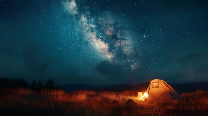 A family camping trip, with a cozy campfire and storytelling under a starry night sky.
