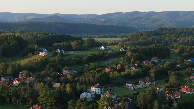 Beautiful Landscape Mountains Lesko Aerial View Poland