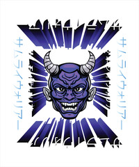 T-shirt design or poster design with illustration of Japanese samurai