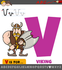 letter V from alphabet with viking character