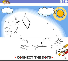 connect the dots activity with cartoon pig farm animal character