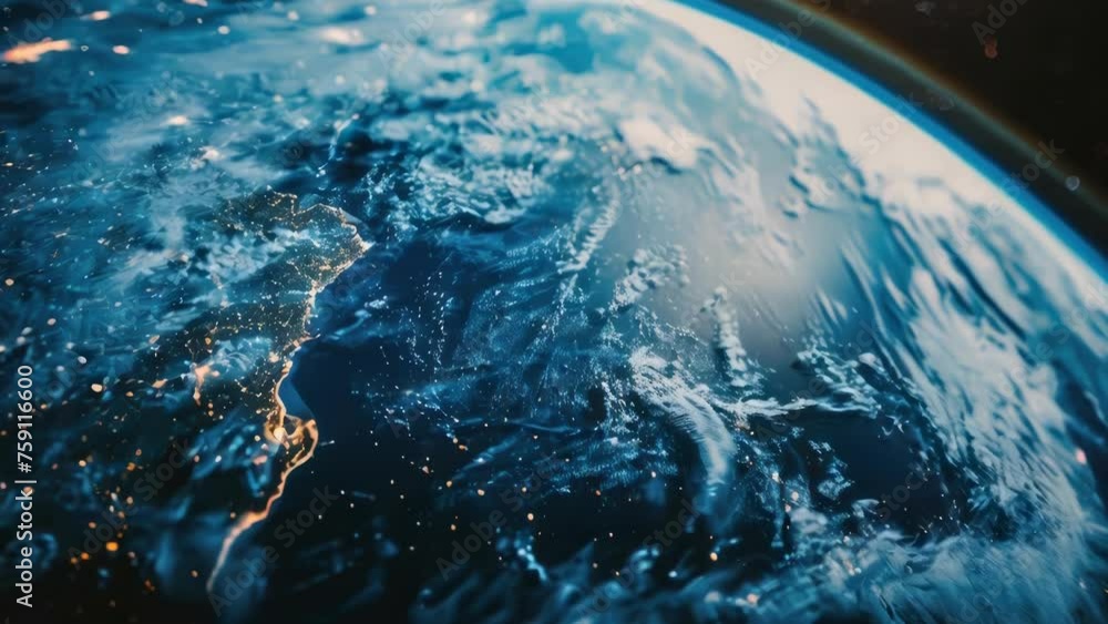 Poster a stunning image of the earth as seen from space at night. perfect for science and technology projec