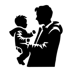 Vector Father's Day Design. Father and child silhouette.