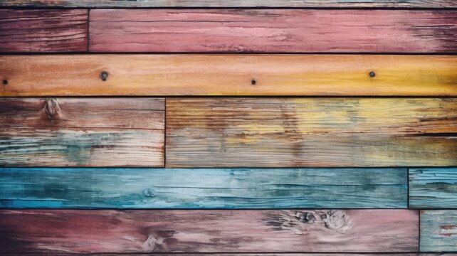 Colorful vintage wooden top texture background. Exuberant image. generative ai
