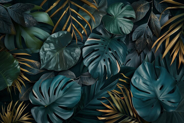 Tropical seamless pattern with beautiful leaves