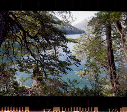 A view of a Patagonian lake bay.