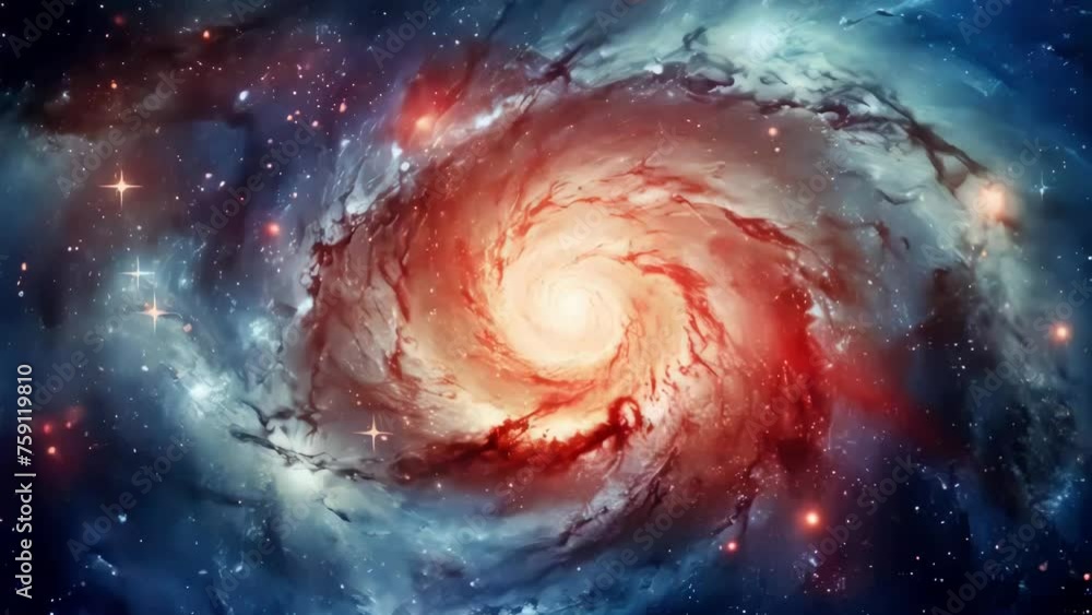 Poster a stunning image of a spiral galaxy with a backdrop of twinkling stars. perfect for space enthusiast