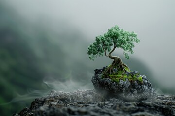  miniature landscapes, fog, bonsai, biodiversity
