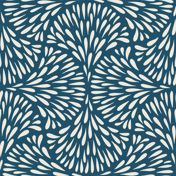 Seamless vector pattern with organic drop shapes arranged in geometric repeat ogee drop, scallop 