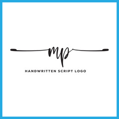 MP initials Handwriting signature logo. MP Hand drawn Calligraphy lettering Vector. MP letter real estate, beauty, photography letter logo design.