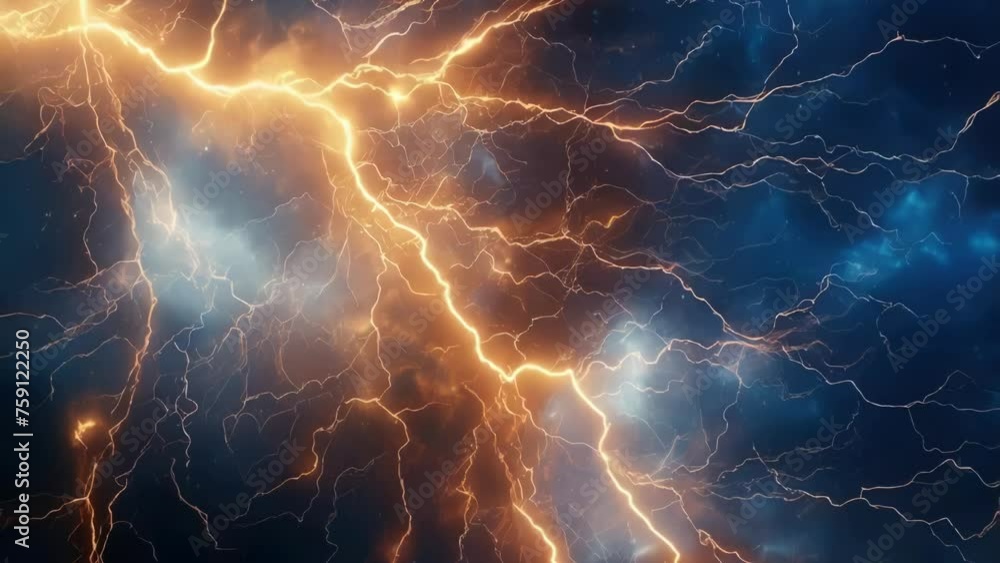 Poster a close up of a lightning bolt in the sky. perfect for weather-related designs.