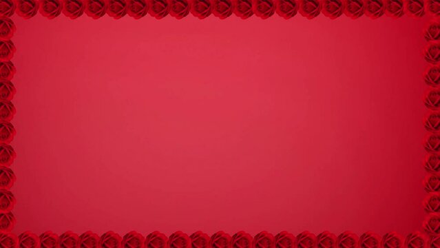 Red background with roses. Red background with moving roses frame