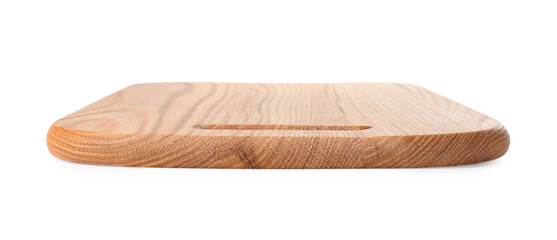 One wooden cutting board on white background