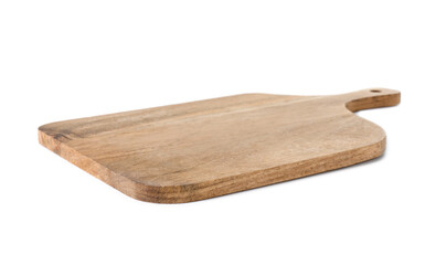 One wooden cutting board on white background