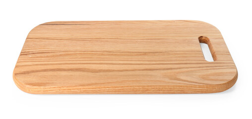 One wooden cutting board on white background