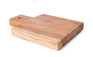 One wooden cutting board on white background
