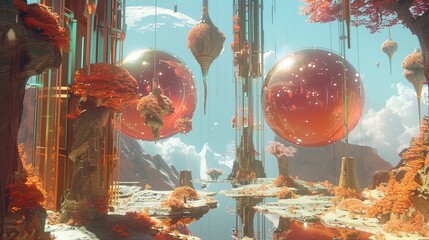 Craft a scene where abundance coexists with scarcity creating a delicate balance.