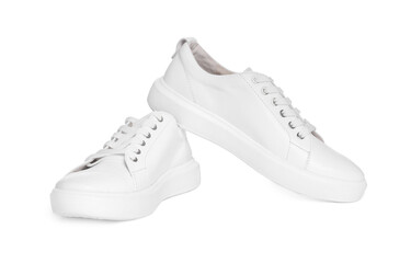 Pair of stylish sneakers isolated on white