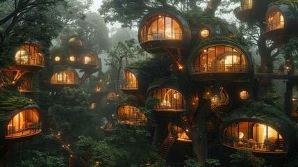 Communities thrive in treehouse cities their homes nestled among ancient boughs