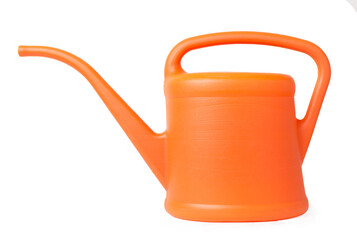 Orange watering can isolated on white