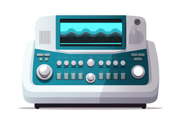 Fototapeta premium Vintage Retro White Cassette Tape Player: Nostalgic Sound System on Isolated Background