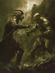 Fototapeta premium Describe the power struggle between an assertive leader and their submissive counterpart.