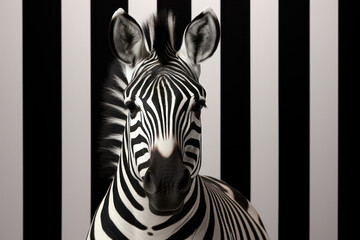 Black and White Stripes: Captivating Zebra Portrait in African Savanna, Showing Majestic Wild Nature and Distinctive Wildlife Beauty