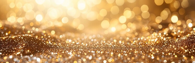 golden sparkles play with light, creating a feeling of luxury and festive mood - obrazy, fototapety, plakaty