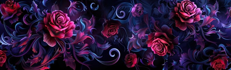 Surrealistic illustration of fantasy gothic rose ornament