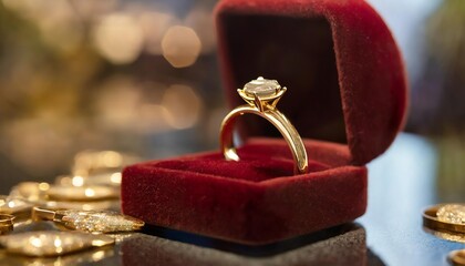 Generated image of golden ring in velvet showcase