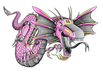 pink robot cyborg dragon png art