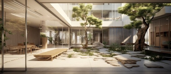Fototapeta premium Residential home ground floor interior courtyard