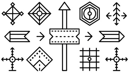 Mega set of way direction arrow sign. Way sign. Road navigation arrows. Driving direction mark, location point crossroad. Way direction arrow sign. Vector illustration
