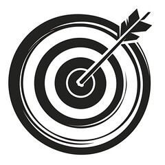 Target (bullseye) with arrow line art icon for apps and websites. Generative AI