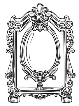 mirror.a black and white page for coloring. educational activities for children