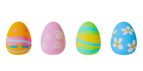 Fototapeta na wymiar Bright 3D Easter eggs without background