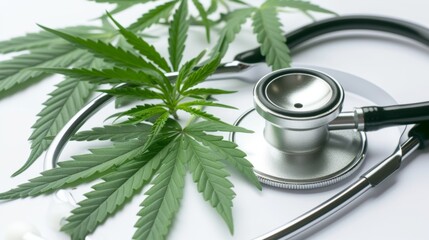 Cannabis plant leaves with stenthoscpe