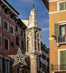 Some architectural details of the beautiful Verona (Italy) known for its rich history, culture and...