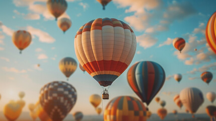 Obraz premium Balloons float in the colorful sky