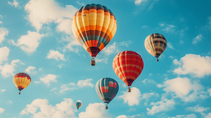 Fototapeta premium Balloons float in the colorful sky