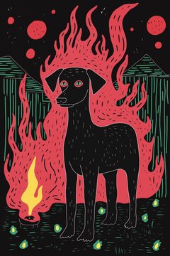 a dog on fire