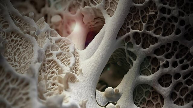 animation of osteoporosis bone micro structure