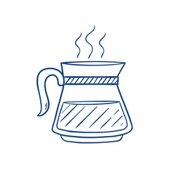 Glass coffee pot. Hand drawn vector illustration