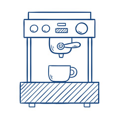 Coffee machine. Hand drawn vector illustration