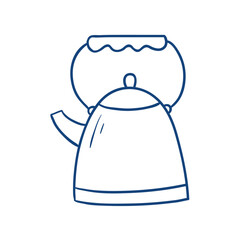 metal kettle. Hand drawn vector illustration