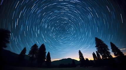 Star trails night sky