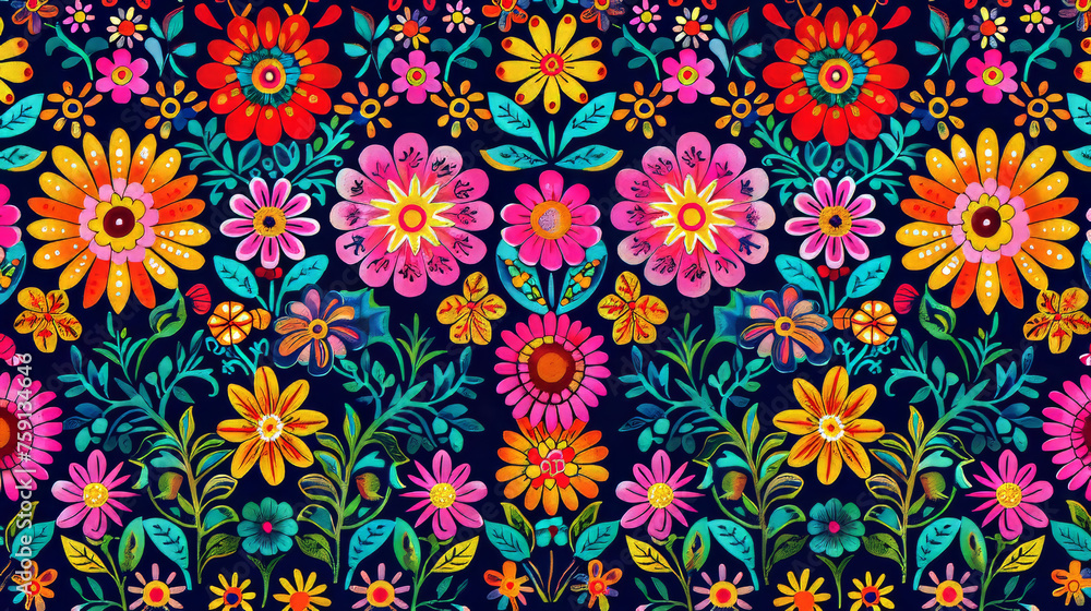 Aufkleber a person creates a colorful folk art pattern with chaotic elements, showcasing their unique style in