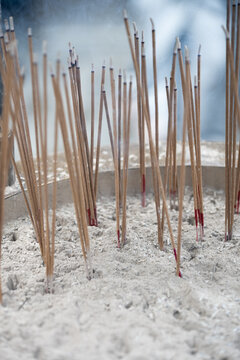 
Incense burning in a temple