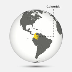 Image of Map of Colombia with Position on the Globe printed on Printed Aluminium Shower Panels